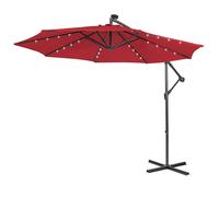 Costway 3 x 3m Cantilever Parasol Patio Offset Umbrella w/ 32 Solar Powered LED Lights in Wine COSTWAY Wine