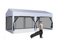 Costway 3 X 6 M Pop-Up Canopy Party Tent Sidewalls Portable Garage Car Shelter Wheeled