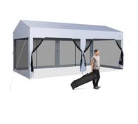 Costway 3 x 6 m Pop-Up Canopy Party Tent Sidewalls Portable Garage in White COSTWAY White