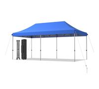 Costway 3 x 6m Folding Tent Canopy Adjustable Height Shelter Outdoor Wheeled Storage Bag in Blue COSTWAY Blue