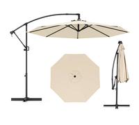 Costway 300 cm Offset Hanging Umbrella Patio Cantilever Umbrella w/Base in Beige COSTWAY Beige