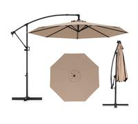Costway 300 cm Offset Hanging Umbrella Patio Cantilever Umbrella w/Base in Brown COSTWAY Brown