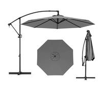 Costway 300 cm Offset Hanging Umbrella Patio Cantilever Umbrella w/Base in Grey COSTWAY Grey