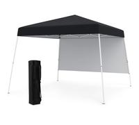 Costway 300 x 300 cm Pop up Canopy Tent Portable Backpack w/1 Sidewall in Black COSTWAY Black 300 x 300 cm
