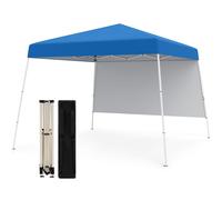 Costway 300 x 300 cm Pop up Canopy Tent Portable Backpack w/1 Sidewall in Blue COSTWAY Blue 300 x 300 cm