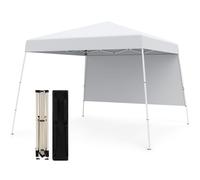 Costway 300 x 300 cm Pop up Canopy Tent Portable Backpack w/1 Sidewall in White COSTWAY White 300 x 300 cm