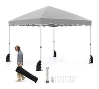 Costway 300 x 300 cm Pop up Canopy Tent Portable Foldable Patio Shelter in Grey COSTWAY Grey 300 x 300 cm