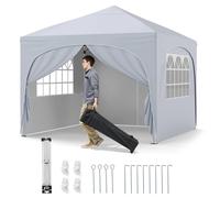 Costway 300 x 300cm Pop up Canopy Tent Foldable Outdoor Beach Sun Shelter in White | Size: 300 x 300 cm COSTWAY White 300 x 300 cm