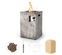 Costway 30000BTU Propane Gas Fire Pit Table Outdoor Square Fire Table Backyard Poolside in Grey COSTWAY Grey