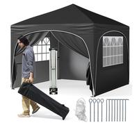 Costway 300x300cm Pop up Canopy Tent Portable Foldable Beach Sun Shelter in Black | Size: 300x300 cm COSTWAY Black 300x300 cm