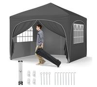Costway 300x300cm Pop up Canopy Tent Portable Foldable Beach Sun Shelter in Grey | Size: 300x300 cm COSTWAY Grey 300x300 cm