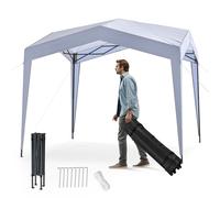 Costway 302 x 302 cm Pop up Canopy Tent with Portable Wheeled Bag & 8 Stakes in White COSTWAY White 302 x 302 cm