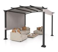 Costway 305 X 305 Cm Outdoor Pergola W/ Retractable Sunshade Canopy Arched Patio Garden Shelter