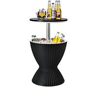 Costway 30L Patio Ice Cooler Outdoor All-weather Cool Bar Table w/ Extendable Tabletop in Black COSTWAY Black
