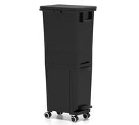 COSTWAY 30L Recycling Bins with 3 Compartments, 2 Removable Buckets, Wheels