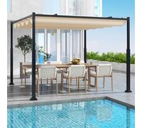 Costway 310 x 310cm Outdoor Pergola Modern Sunshade Pavilion Grill Gazebo in Beige | Size: 310 x 310 cm COSTWAY Beige 310 x 310 cm