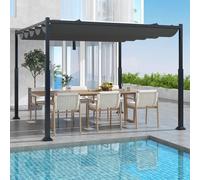 Costway 310 X 310Cm Outdoor Pergola Sunshade Pavilion Gazebo W/ Retractable Canopy