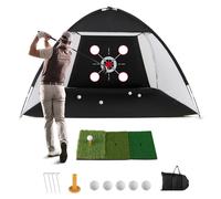 Costway 314x199CM Golf Practice Net w/Multiple Target Golf Hitting Aid w/Balls | Size: 314x199 cm COSTWAY Multicolor 314x199 cm