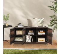 Costway 318 L Patio Wicker Storage Cabinet Deck Box with Removable Shelves-Brown