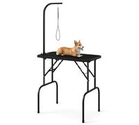 COSTWAY 32'' Dog Grooming Table, Folding Pet Beauty Station with Height Adjustable Arm, Noose, Portable Drying Trimming Table for Small Medium Dogs Cats
