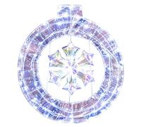COSTWAY 33 Inch Lighted Snowflake Wreath, Pre-Lit Christmas Wreath with Hanging Ring and Support Bracket, 128 Cold White LED Bulbs, All-Weather Festive Decoration for Home Yard