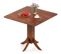Costway 33" Wooden Kitchen Table Square Dining Table W/ Pedestal Base-Walnut