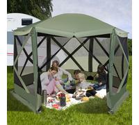 Costway 346 X 305 Cm Pop-Up Screen House Tent 6-Sided Camping Gazebo Instant Setup Hub Tent With Portable Carrying Bag