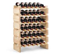 Costway 36 Bottles Wine Rack Freestanding Wine Storage Display Rack Pine Wood Wine Stand in Natural COSTWAY Natural