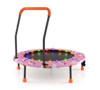 COSTWAY 36 Inch Kids Trampoline with LED Lights | Children Exercise Rebounder with Padded Handrail and Protective Cover, Mini Trampolines for Toddle Boys Girls