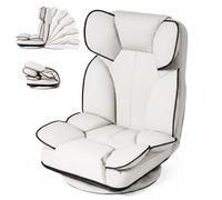 Costway 360 Degree Swivel Floor Gaming Chair Folding Lazy Lounger Couch With 6-Position Adjustable Backrest & Sponge Filling White