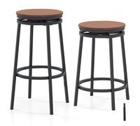 Costway 360° Swivel Bar Stools Set of 2 74/61cm Height Adjustable Stools in Brown COSTWAY Brown