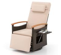 Costway 360° Swivel Rattan Recliner Chair Patio Wicker Chaise Lounge Chair in Brown COSTWAY Brown