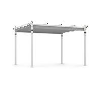 Costway 368 x 305 cm Outdoor Pergola w/ Retractable Canopy for Patio Garden in Grey COSTWAY Grey 368 x 305 cm