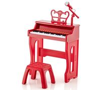 COSTWAY 37-Key Kids Piano, Toddler Electronic Keyboard with Stool, Adjustable Microphone, Music Stand, MP3, Recording and Play Function, Musical Instrument Toy Gift for Boys Girls (Red)