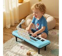 Costway 37 Keys Kids Piano Keyboard Digital Piano Instrument w/Microphone in Blue COSTWAY Blue