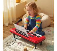 Costway 37 Keys Kids Piano Keyboard Digital Piano Instrument w/Microphone in Red COSTWAY Red