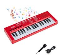 Costway 37 Keys Kids Piano Keyboard w/ Microphone Portable Electric Piano in Red COSTWAY Red