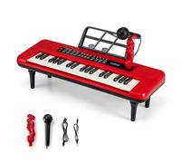 COSTWAY 37 Keys Kids Piano, Mini Digital Keyboard with Microphone, Music Stand, Detachable Legs, Educational Musical Instrument Toy for 3+ Years Old Boys Girls (Red)