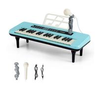 COSTWAY 37 Keys Kids Piano, Mini Digital Keyboard with Microphone, Music Stand, Detachable Legs, Educational Musical Instrument Toy for 3+ Years Old Boys Girls (Blue)