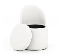 Costway 38 L Storage Ottoman Faux Velvet Vanity Stool with Backrest in White COSTWAY White