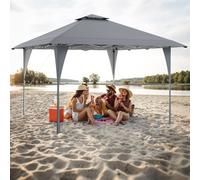 Costway 395 X 395 Cm Pop Up Canopy Tent Outdoor Easy Setup Gazebo-Grey