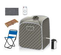 Costway 3L Foldbale Steam Sauna Personal Therapeutic Steam Spa Sauna Remote Control in Grey COSTWAY Grey