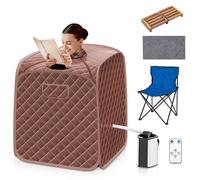 Costway 3L Foldbale Steam Sauna Therapeutic Steam Spa Sauna Remote Control in Brown COSTWAY Brown