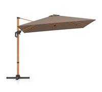 COSTWAY 3M Cantilever Garden Parasol, Large Square Double-Top Offset Banana Hanging Umbrella with Adjustable Tilt and 360° Rotation, 8-Rib Heavy-Duty Sun Shade Canopy for Patio Market (Coffee)