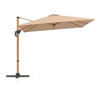 COSTWAY 3M Cantilever Garden Parasol, Large Square Double-Top Offset Banana Hanging Umbrella with Adjustable Tilt and 360° Rotation, 8-Rib Heavy-Duty Sun Shade Canopy for Patio Market (Beige)