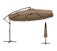 COSTWAY 3M Patio Cantilever Parasol, Garden Offset Hanging Umbrella with Cover, Tilt Function, Crank and Ruffled Edge, Outdoor Waterproof Sun Protection Canopy Shade (Coffee)