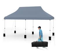 Costway 3M x 6M Pop-up Canopy Tent Folding Instant Sun Shelter w/ Carrying Bag in Grey COSTWAY Grey
