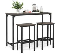 Costway 3Pcs Dining Table Set 2-Person Counter-Height Kitchen Table-Gray