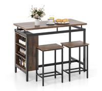 Costway 3Pcs Dining Table Set Counter-Height Dining Table & 2 Bar Stool in Brown COSTWAY Brown