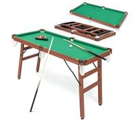 COSTWAY 4.5FT Billiards Table, Portable Game Pool Table with 16 Balls, 2 Cues, 2 Chalks, Triangle Rack and Brush, Folding Snooker Table Game Set for Home Party Gathering